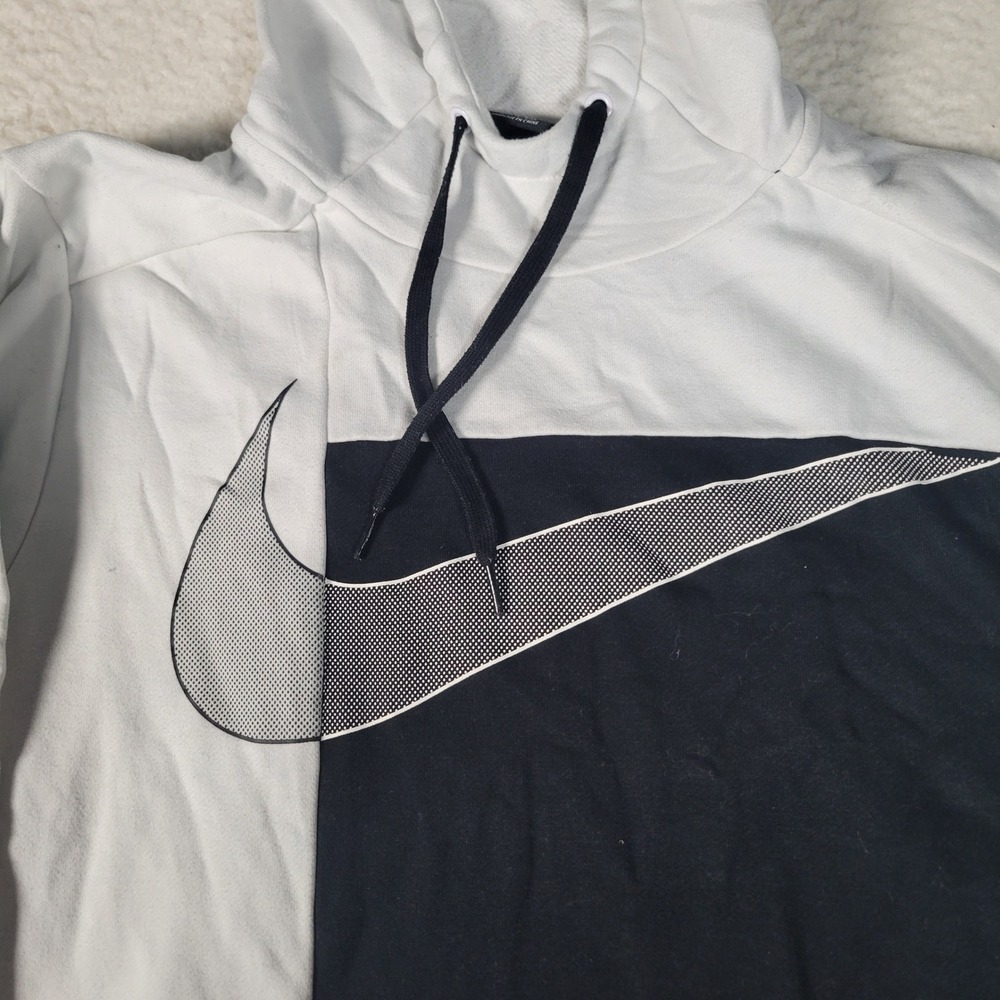 Nike Dri-FIT Hoodie Mens Large White Black Oversized Swoosh CJ6683-100 - Picture 2 of 10